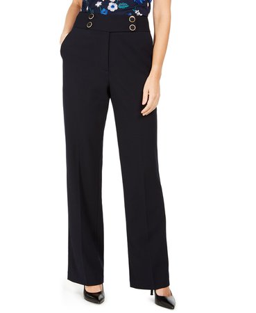 Calvin Klein High-Rise Buttoned-Waist Dress Pants & Reviews - Pants & Leggings - Women - Macy's