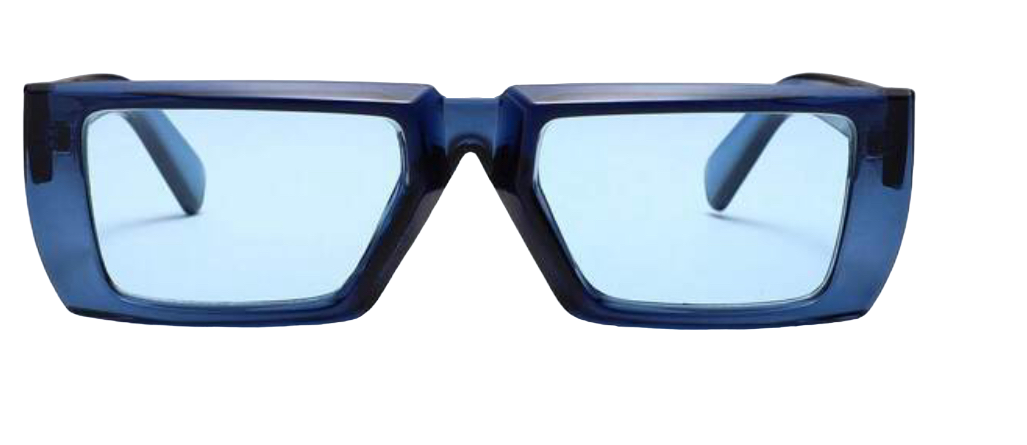 navy blue square glasses