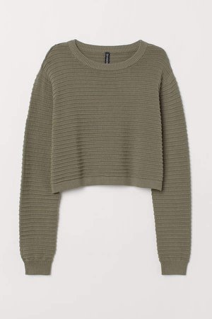 Textured-knit Sweater - Green