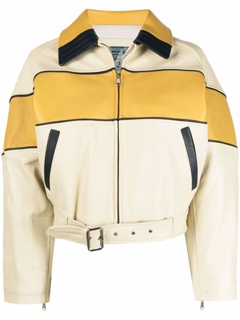Shop Diesel colour-block leather jacket with Express Delivery - FARFETCH