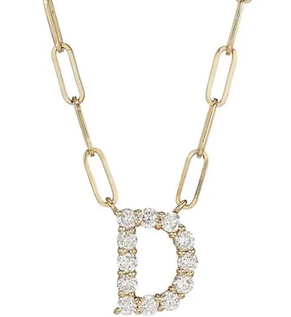 14K Yellow Gold & 0.40 TCW Diamond Large Initial Pendant Necklace [Gift]