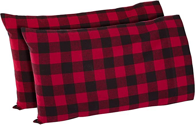 Amazon.com: Amazon Brand – Stone & Beam Rustic Buffalo Check Flannel Pillowcase Set, Standard, Red and Black: Home & Kitchen