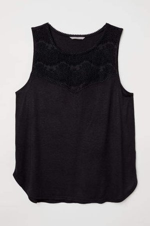 H&M+ Sleeveless Jersey Top - Black