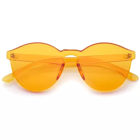 zeroUV One Piece PC Lens Rimless Ultra-Bold Colorful Mono Block Sunglasses 60mm (Orange)