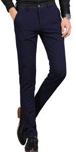 Men's Tapered Slim Fit Wrinkle-Free Casual Stretch Dress Pants, Classic Fit Flat Front Trousers at Amazon Men’s Clothing store: