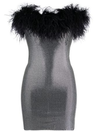 Loulou feather-trim Crystal Mini Dress - Farfetch