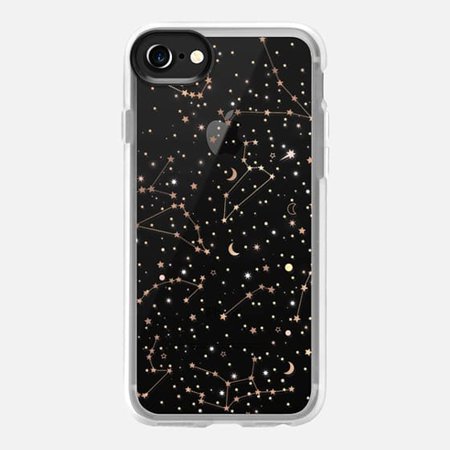 Space pattern on clear background/ gold stars and - Casetify
