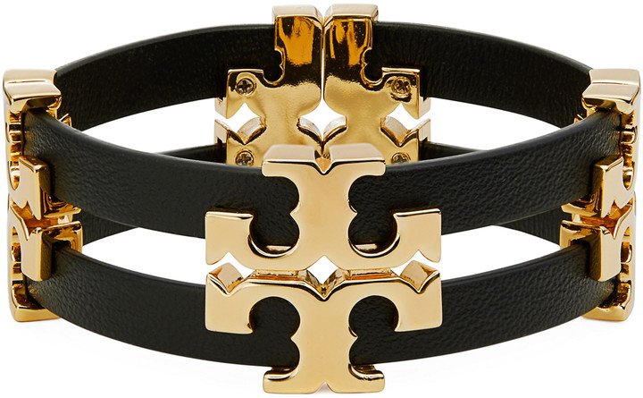 Serif T Stacked Leather Bracelet