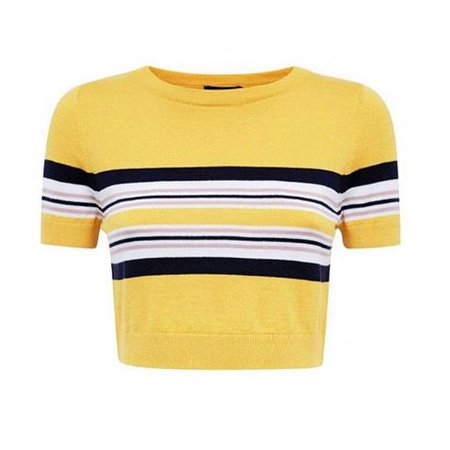 Yellow Striped Crop Top