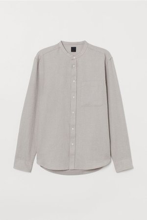 Regular Fit Collarless Shirt - Light beige - Men | H&M US
