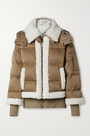 Brown Suza layered hooded shearling-trimmed quilted down ski jacket | Bogner | NET-A-PORTER