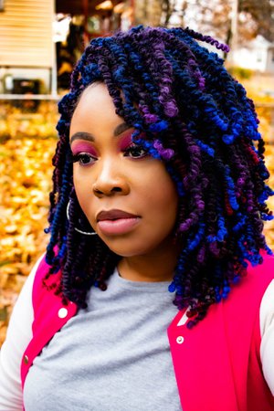 Black, blue, and purple natural twists