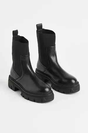 Leather Chelsea Boots - Black - Ladies | H&M CA