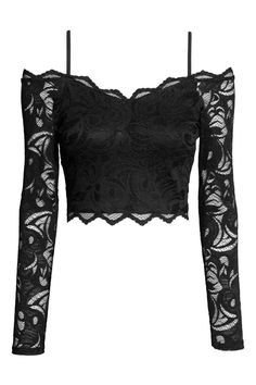 Lace Long Sleeve Gothic Black Crop Top