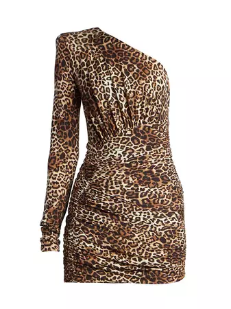 Shop Alexandre Vauthier One-Shoulder Leopard-Print Minidress | Saks Fifth Avenue