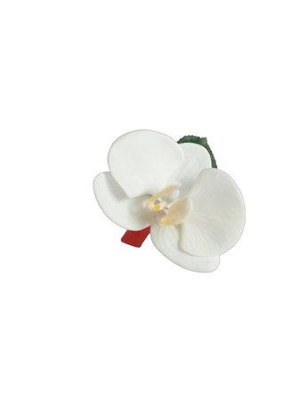 Wedding Natural Touch White Phalaenopsis Orchid with Coral Wrap Boutonniere - Silk wedding Boutonniere