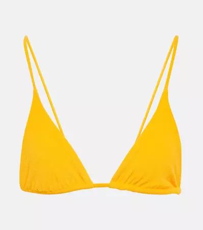 Via Triangle Terry Bikini Top in Yellow - Jade Swim | Mytheresa