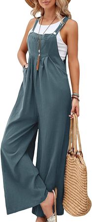 Amazon.com: Eisctnd Women Overalls Cloth Overalls for Women Baggy Stretchy Jumpsuit Comfy Wide Leg Sleeveless Oversized Casual Plus Size Romper With Pockets Blue XL : Clothing, Shoes & Jewelry