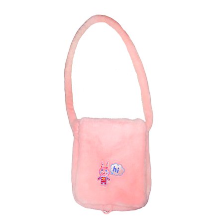 angel blue bunny pink fluffy shoulder bag 30"... - Depop