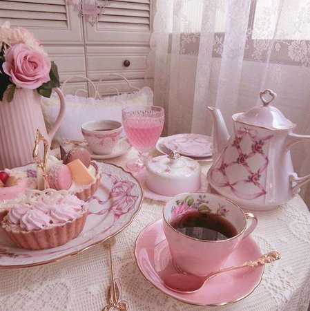 pink tea time aesthetic