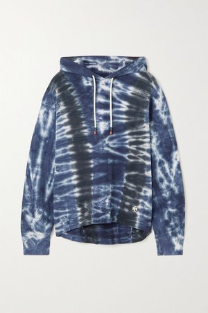 Blue Tie-dyed French cotton-terry hoodie | Tory Sport | NET-A-PORTER