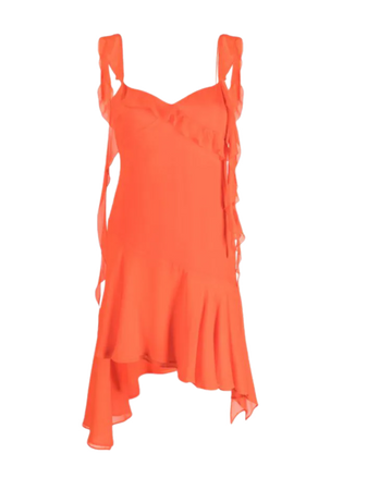 THE ANDAMANE asymmetric cold-shoulder silk-chiffon minidress orange