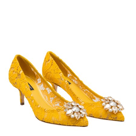 Dolce & Gabbana Embellished lace pumps for Women - Yellow | Level Shoes