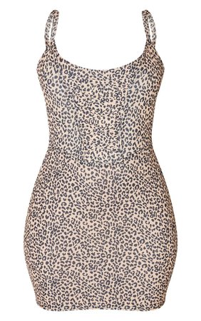 Brown Leopard Corset Sleeveless Dress | PrettyLittleThing