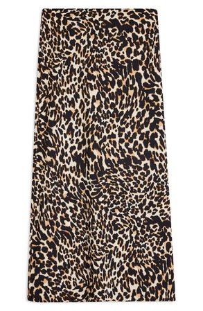 Topshop Leopard Print Bias Satin Midi Skirt | Nordstrom