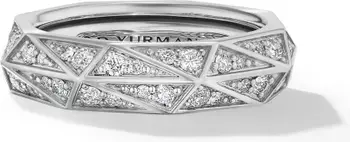 David Yurman Torqued Faceted Band Ring in Sterling Silver with Pavé Diamonds | Nordstrom