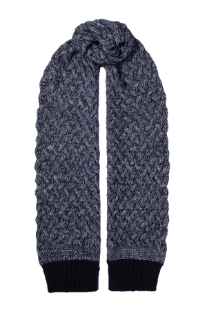 CHLOÉ Cable-knit mélange wool-blend scarf