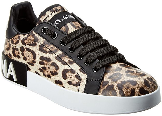 Portofino Leopard Print Leather Sneaker