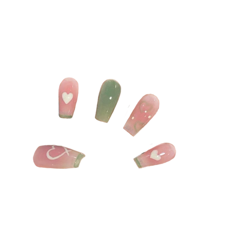 Pink & Green Nails