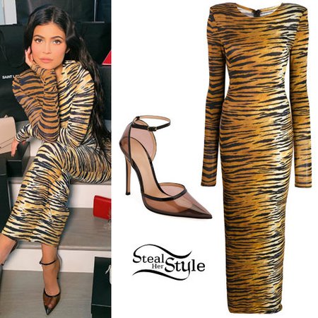 Kylie Jenner: Tiger Print Dress