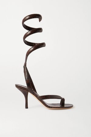 Brown Snake-effect leather sandals | Bottega Veneta | NET-A-PORTER