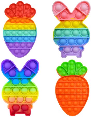 Amazon.com: 4 Packs Easter Rabbit Pop Fidgets Toys - Push it Bubbles Popper Fidget Toy For Bunny Rabbit Carrot Party Holiday Game Play Birthday Idea Gifts For Kids Adults - Stress Relief Popping Squeeze Bubble : Toys & Games