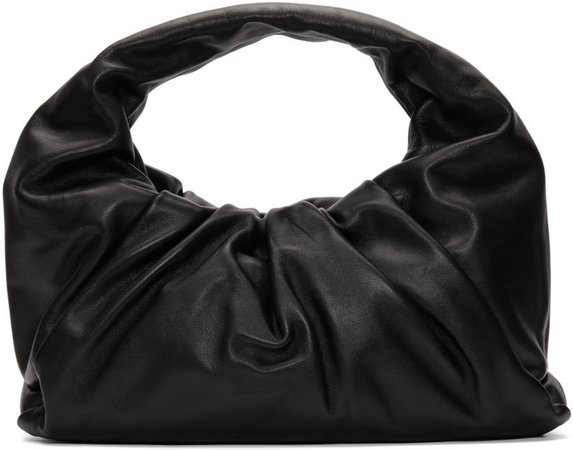Bottega Veneta: Black Small Shoulder Pouch Bag | SSENSE