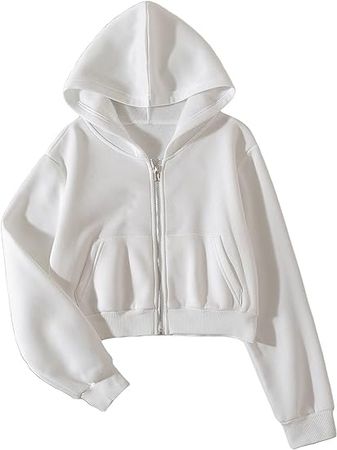 COZYEASE Women's Casual Long Sleeve Zip Up Hoodie Sweatshirt Crop Jacket with Pockets at Amazon Women's Coats Shop