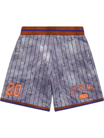 purple & red Supreme dyed basketball shorts