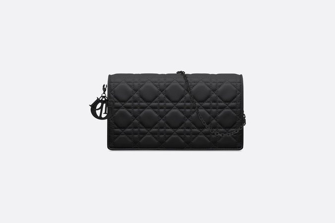 Lady Dior Pouch Black Ultramatte Cannage Calfskin - Bags - Women's Fashion | DIOR