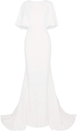 Cushnie - Cape-effect Crepe Gown - White