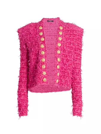 Shop Balmain Balmain x Barbie® Button-Embellished Tweed Jacket | Saks Fifth Avenue