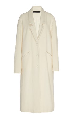 Sally LaPointe Wool Boucle Long Dropped Collar Coat