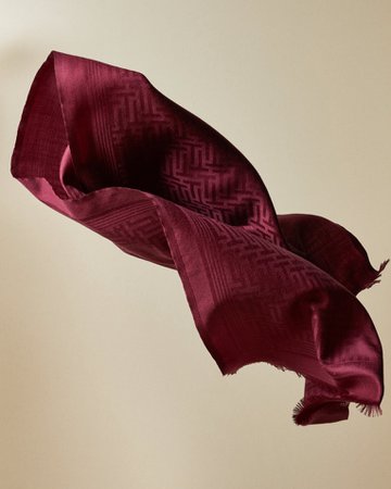Long plain knitted wool scarf - Oxblood | Scarves | Ted Baker UK