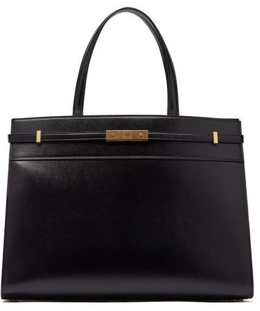 Manhattan Medium Leather Tote Bag - Womens - Black