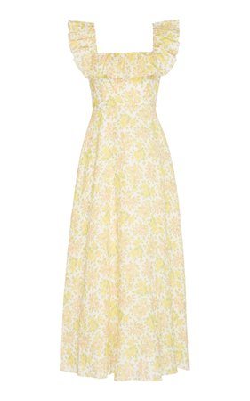 Goldie Ruffled Floral-Print Linen Midi Dress by Zimmermann | Moda Operandi
