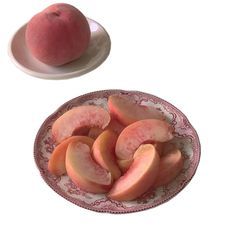 pink peaches on plates