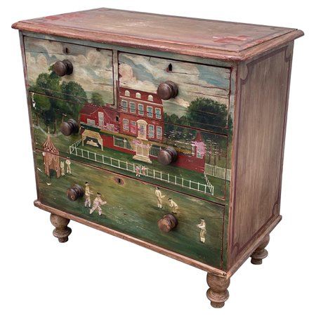 Early 19th Century Gray Painted 6 Drawers Chest Or Dresser For Sale at 1stDibs