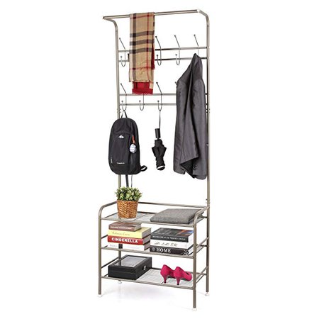 HOMFA Fashion Heavy Duty Garment Rack with Shelves 3-Tier Shoes Rack,Coat Rack Hooks,Clothes Rack with Hanger Bar (Black): Amazon.ca: Home & Kitchen