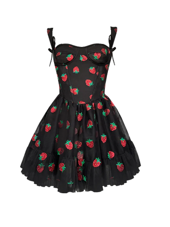 Lirika Matoshi | Black Corset Strawberry Mini Dress (Dei5 edit)